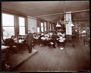 Men and Women Working at Desks in an Office at the Metropolitan Life Insurance Co. at 23rd Street and Madison Avenue, New York, 1907